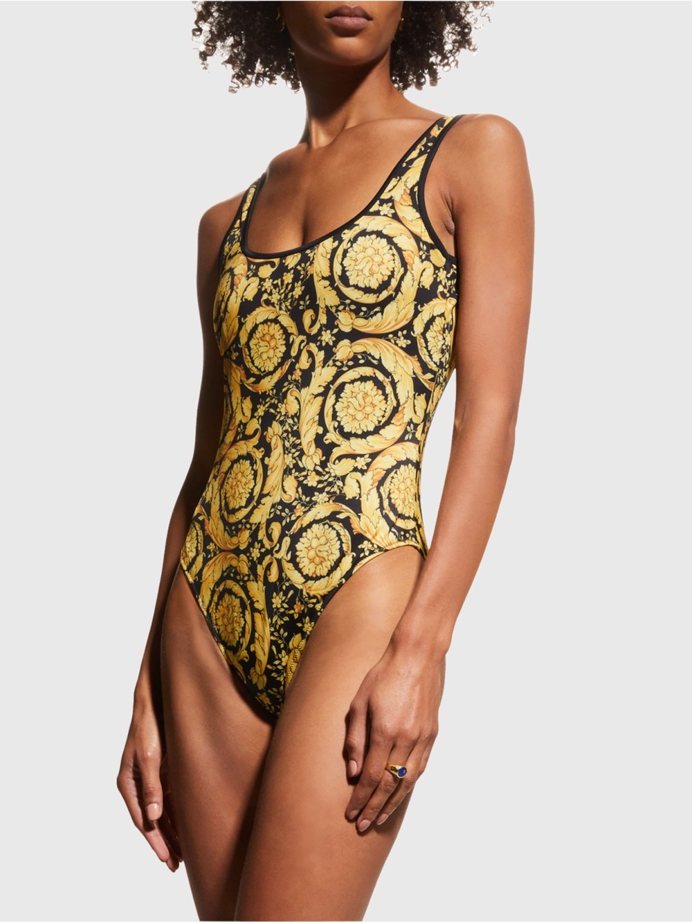 Medusa Versace Black & Gold Baroque One-Piece Swimsuit